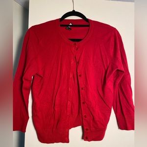 Cable & Gauge red 3/4 sleeve cardigan